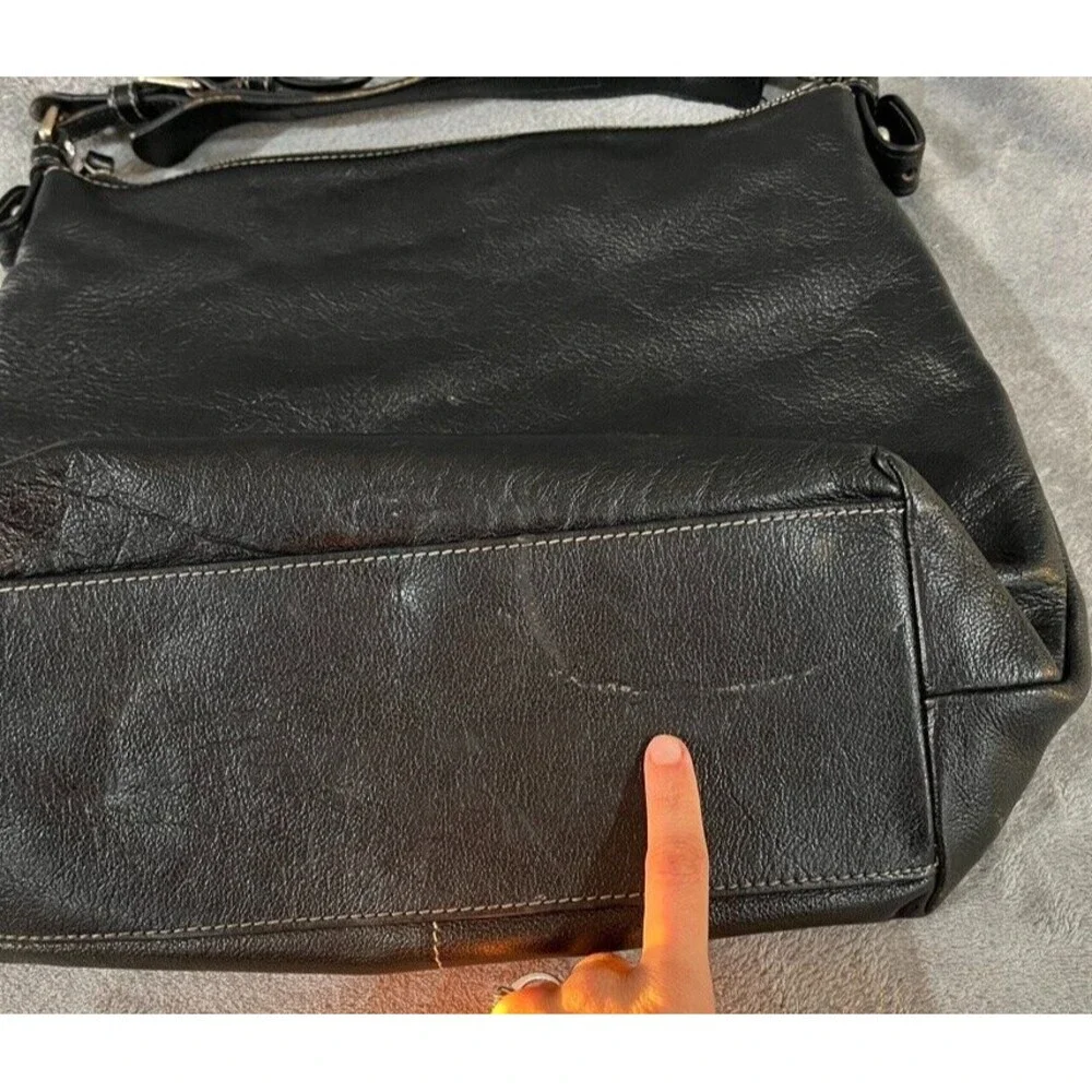 VTG Dooney & Bourke Womens Dillen Large Shoulder Hobo Bag Black Pebbled Leather